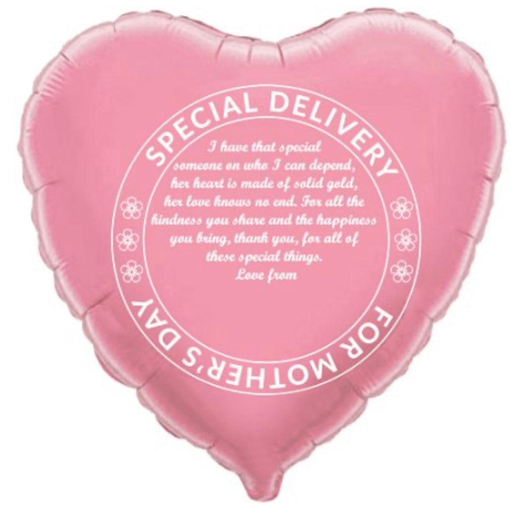 18 Inch Pink heart Mothers Day Foil Balloon