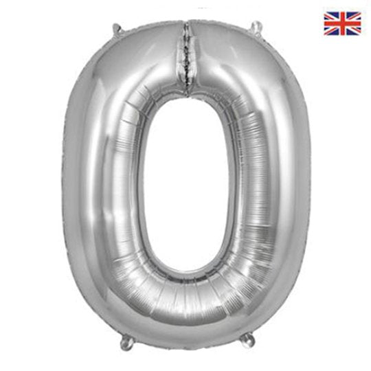 Silver Numbers 0-9 Foil Helium Balloon 34