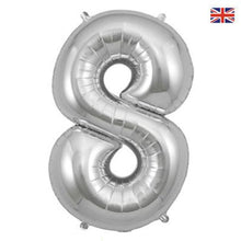 Load image into Gallery viewer, Silver Numbers 0-9 Foil Helium Balloon 34&quot;
