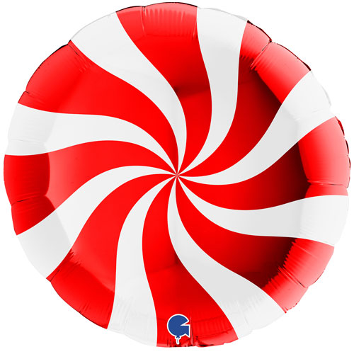 36 Inch Red & White Swirly Foil Balloon