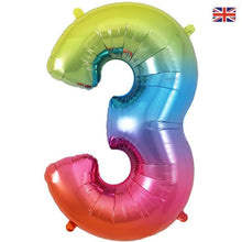 Load image into Gallery viewer, Rainbow Numbers 0-9 Foil Helium Balloon 34&quot;
