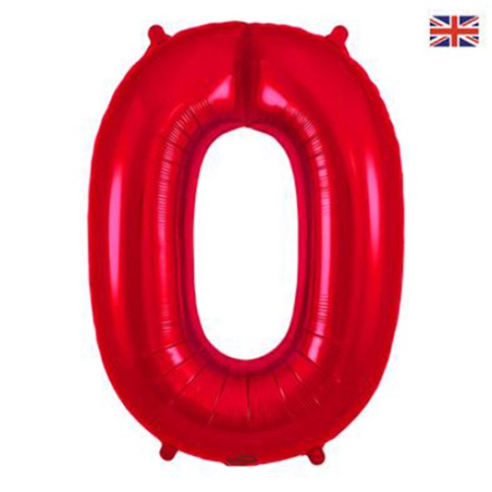 Red Numbers 0-9 Foil Helium Balloons