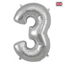 Load image into Gallery viewer, Silver Numbers 0-9 Foil Helium Balloon 34&quot;
