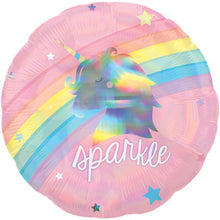 Load image into Gallery viewer, Magical Unicorn Rainbow Holographic 18&quot; Foil Helium Balloon
