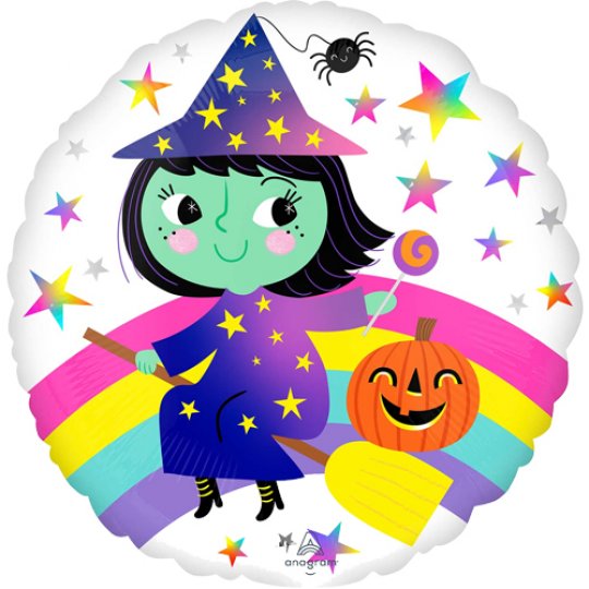 18 Inch Rainbow Witch Foil Balloon